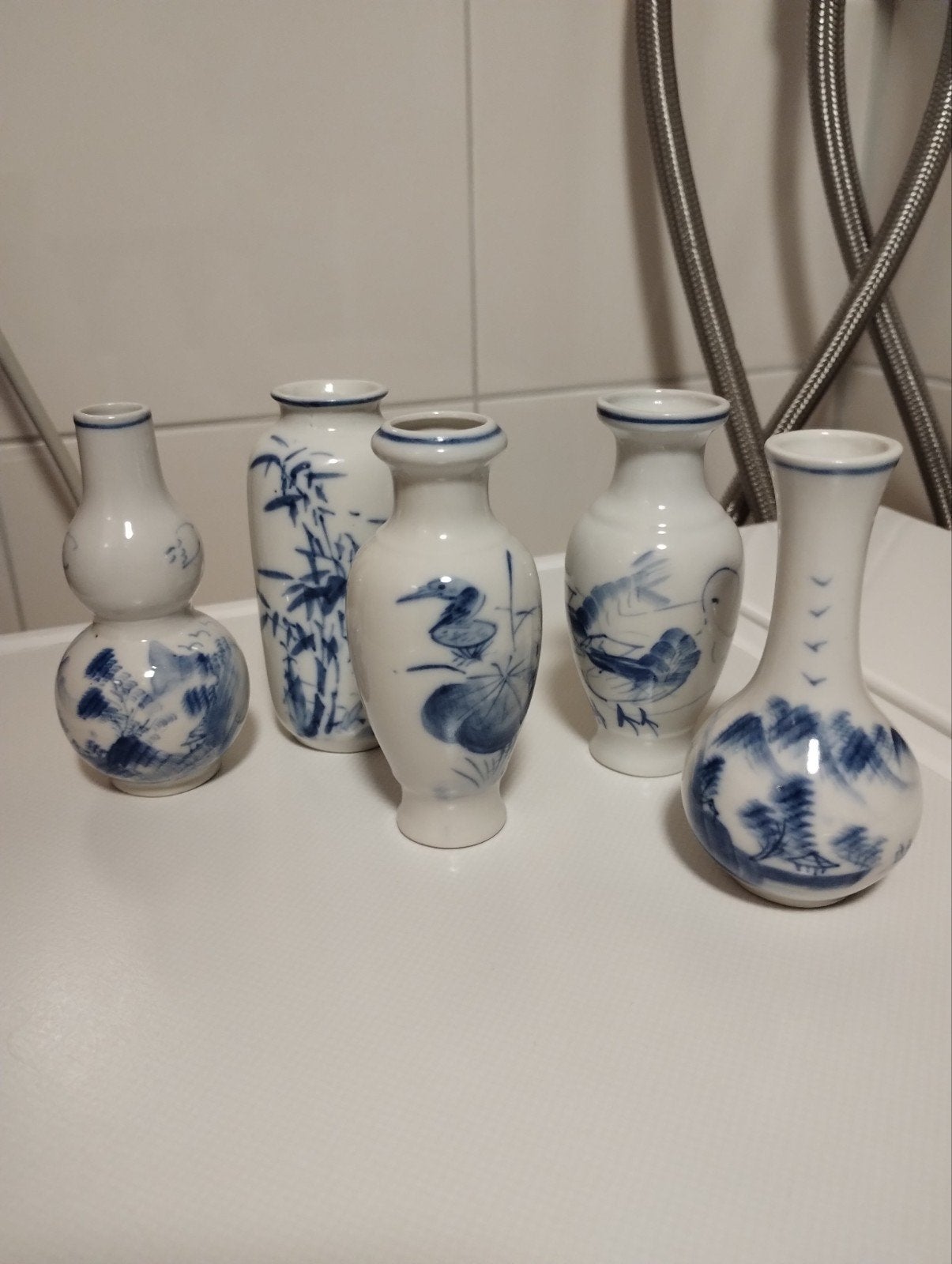 Antiek chinees porselein miniatuur blauw en wit vaasjes, Antiek en Kunst, Ophalen of Verzenden