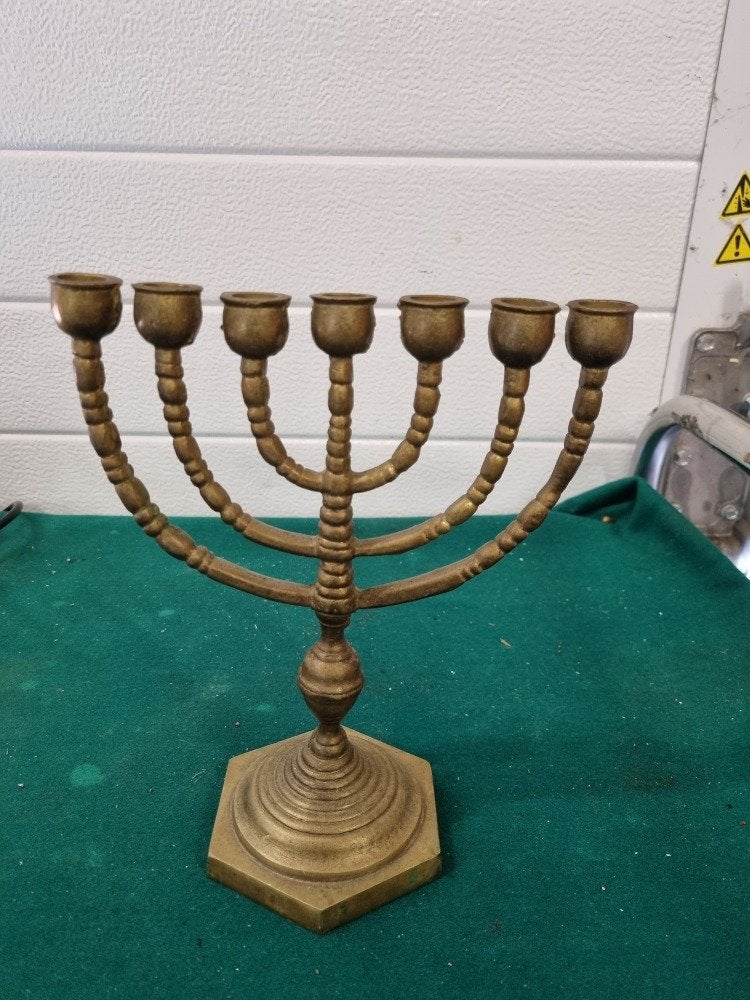 menora kandelaar messing 7 kaarsen, Ophalen of Verzenden, 'T Olde Gre-j, Info@toldegrej.nl, Endepoelstraat 20f Didam