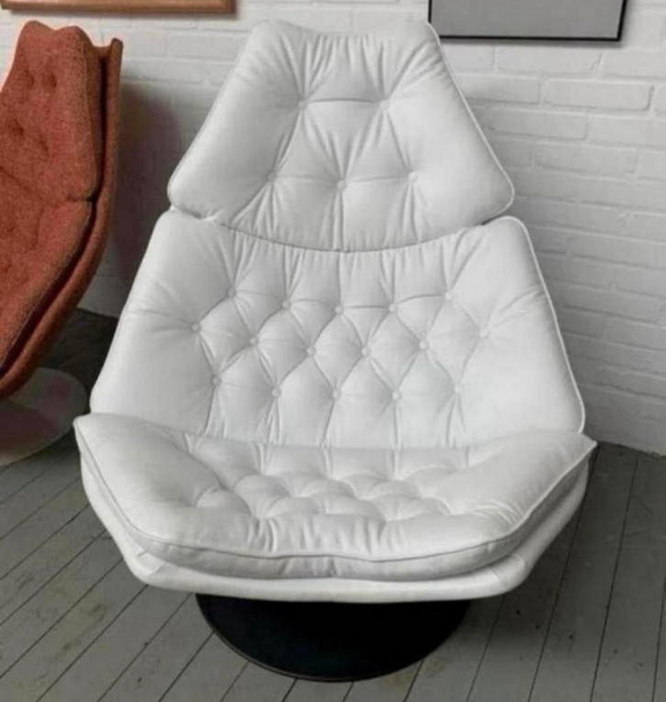 Fauteuil Artifort wit leer model F588 van Geoffrey Harcourt., Huis en Inrichting, Fauteuils, Ophalen of Verzenden, Zo goed als nieuw