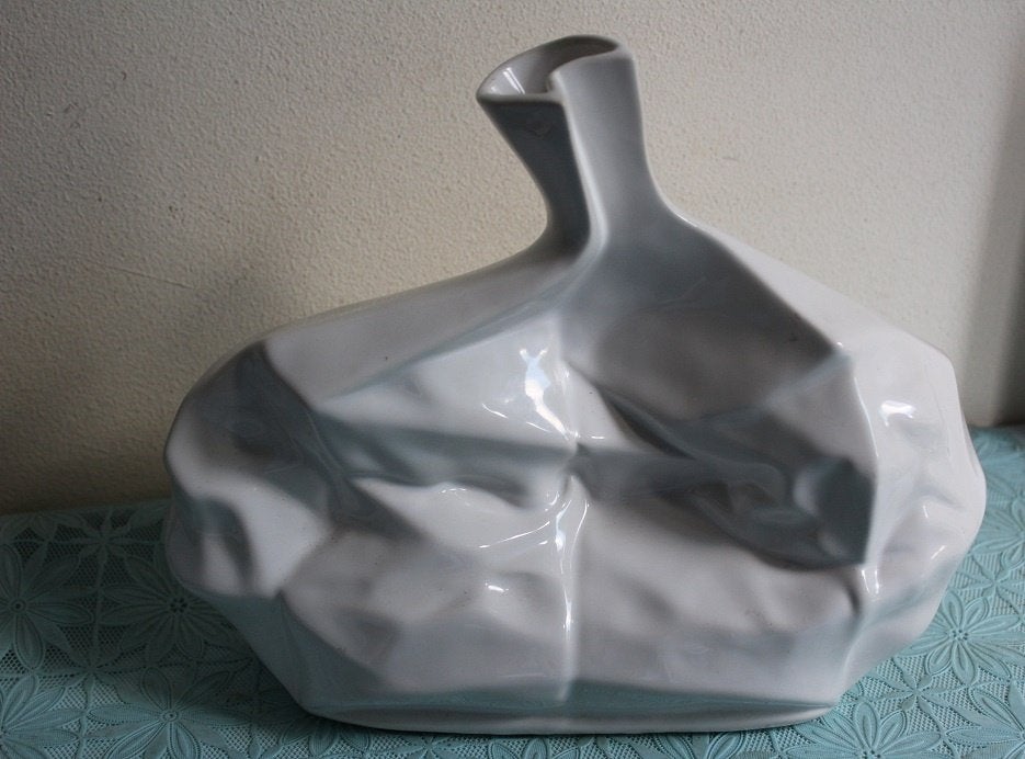 Kreukel vaas - Paper bag vase, Ophalen of Verzenden, Zo goed als nieuw, Wit