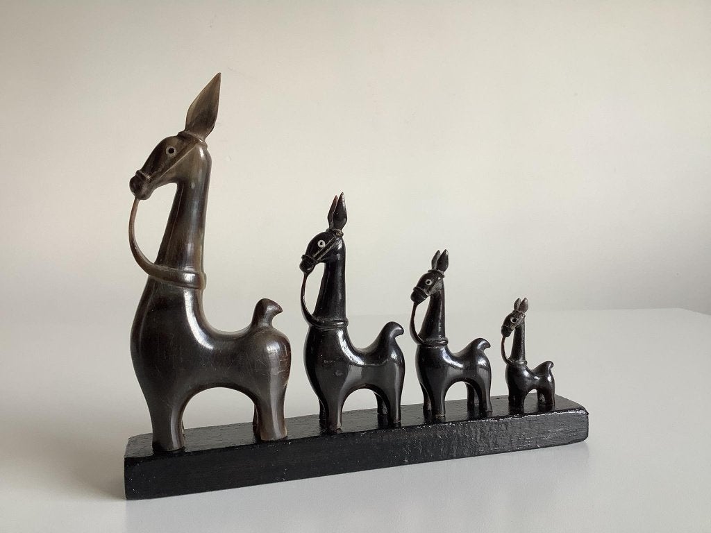 sculptuur guitige vintage ezeltjes / lama’s, Ophalen of Verzenden, Zo goed als nieuw, Dier