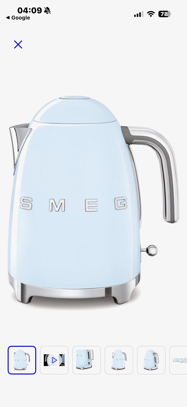 Smeg waterkoker licht blauw NIEUW, 1 tot 2 liter, Ophalen of Verzenden, Nieuw