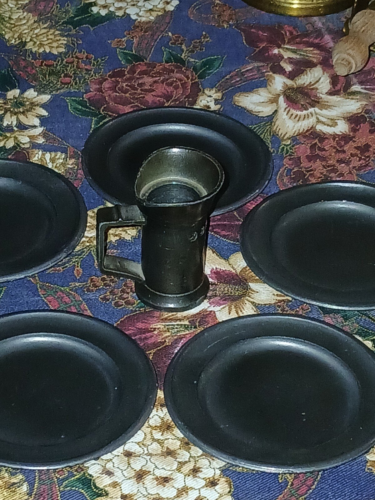 Vintage tinnen bierpul met 5 onderzetters, Antiek en Kunst, Ophalen of Verzenden