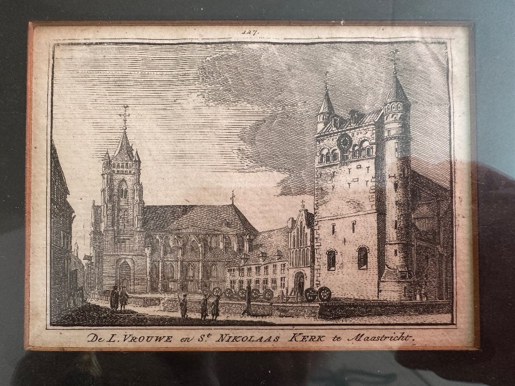 Gravure, Ingelijst, Architectuur, Ophalen of Verzenden, 11 cm