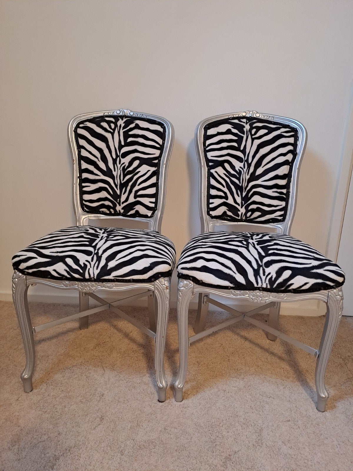2 barok zebra stoelen, Ophalen, Overige kleuren, Barok, Twee