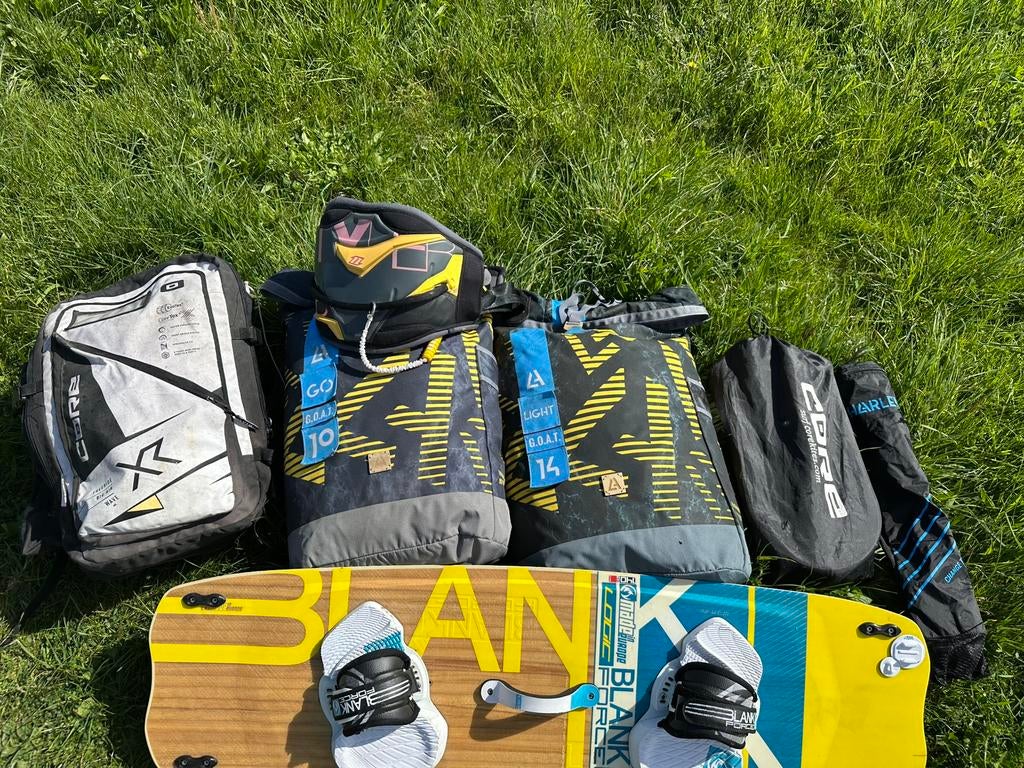 Complete set Harlem(2023) + bar + 3 kites + board+pomp, Twintip, Ophalen, Zo goed als nieuw