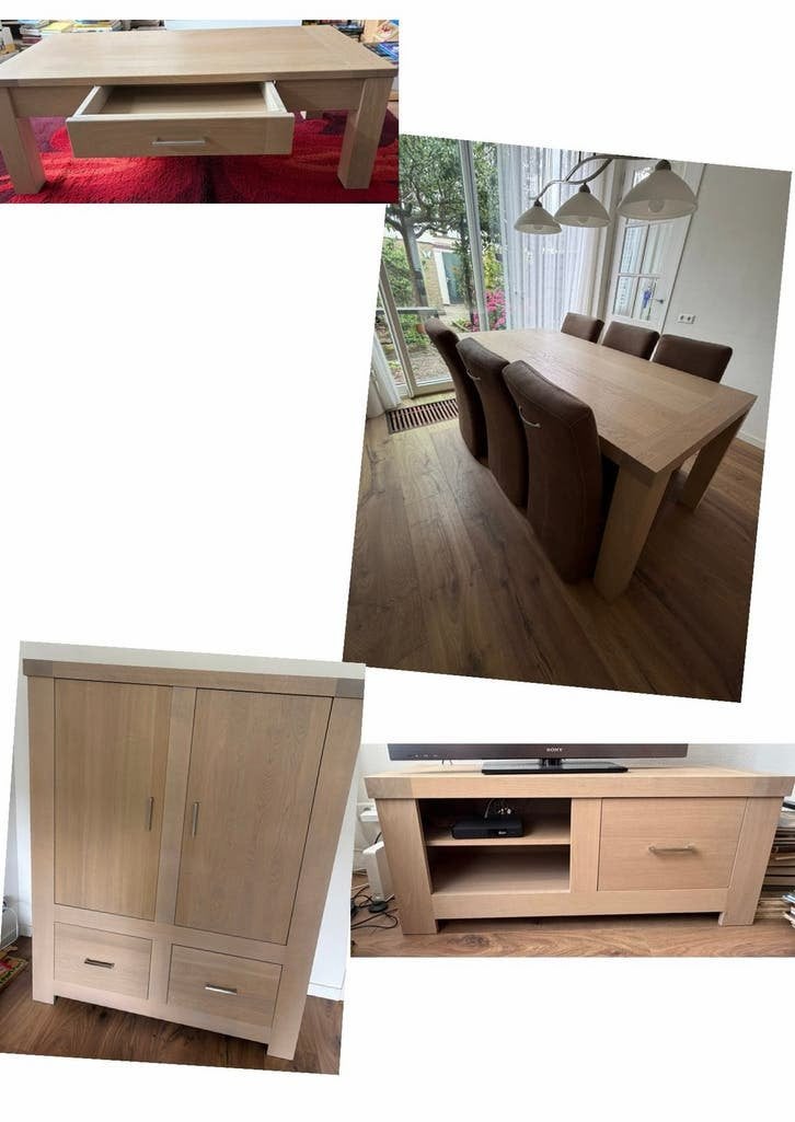 Volledige eiken woonkamer meubelset, Huis en Inrichting, Complete inboedels, Ophalen