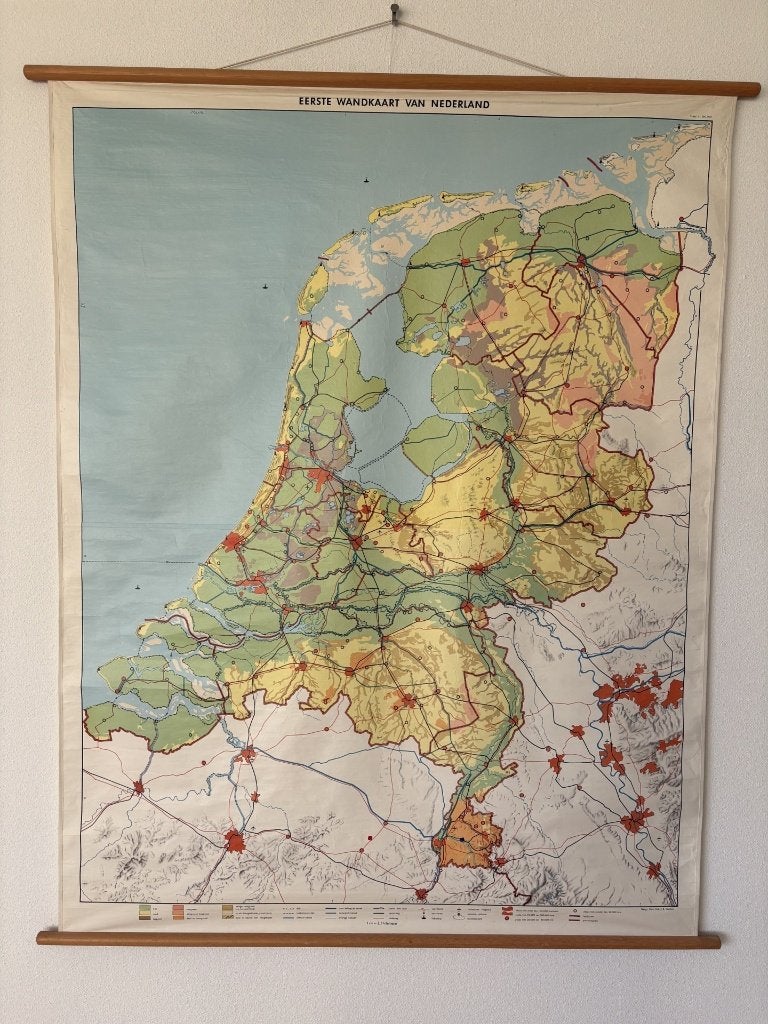 Schoolkaart - Eerste Wandkaart van Nederland (J.B. Wolters), Ophalen, Aardrijkskunde