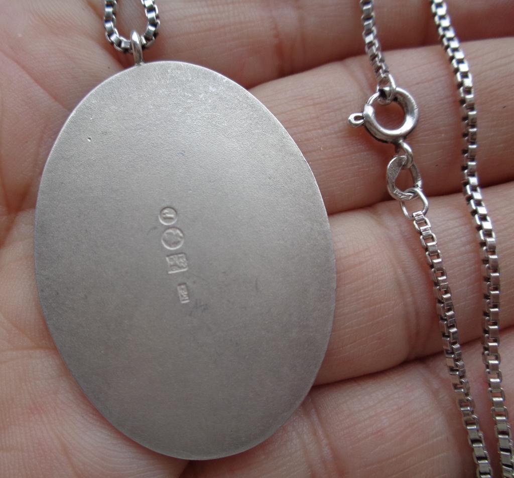 ketting met mooie hanger met edelweiss Franklin Mint [786], Met hanger, Verzenden, Zo goed als nieuw, Zilver