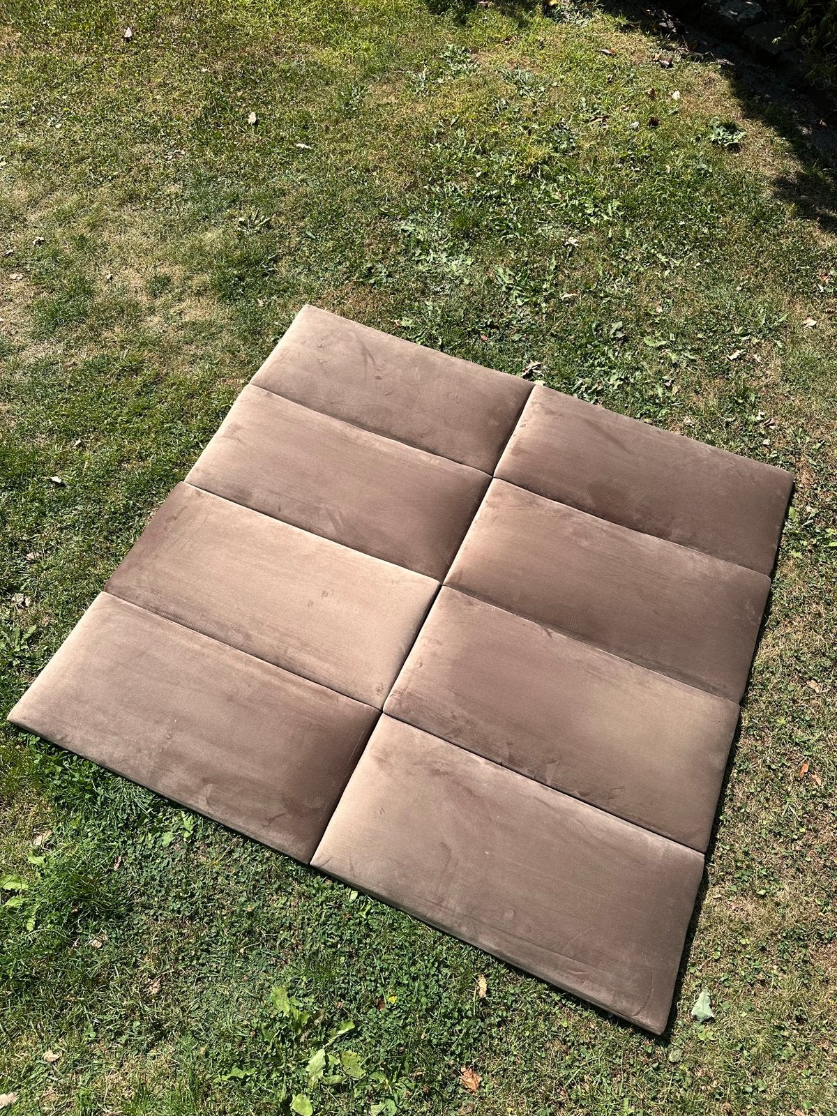 Bruine gestoffeerde wandpanelen - 16 stuks, Ophalen, Gebruikt, Bruin, Tweepersoons
