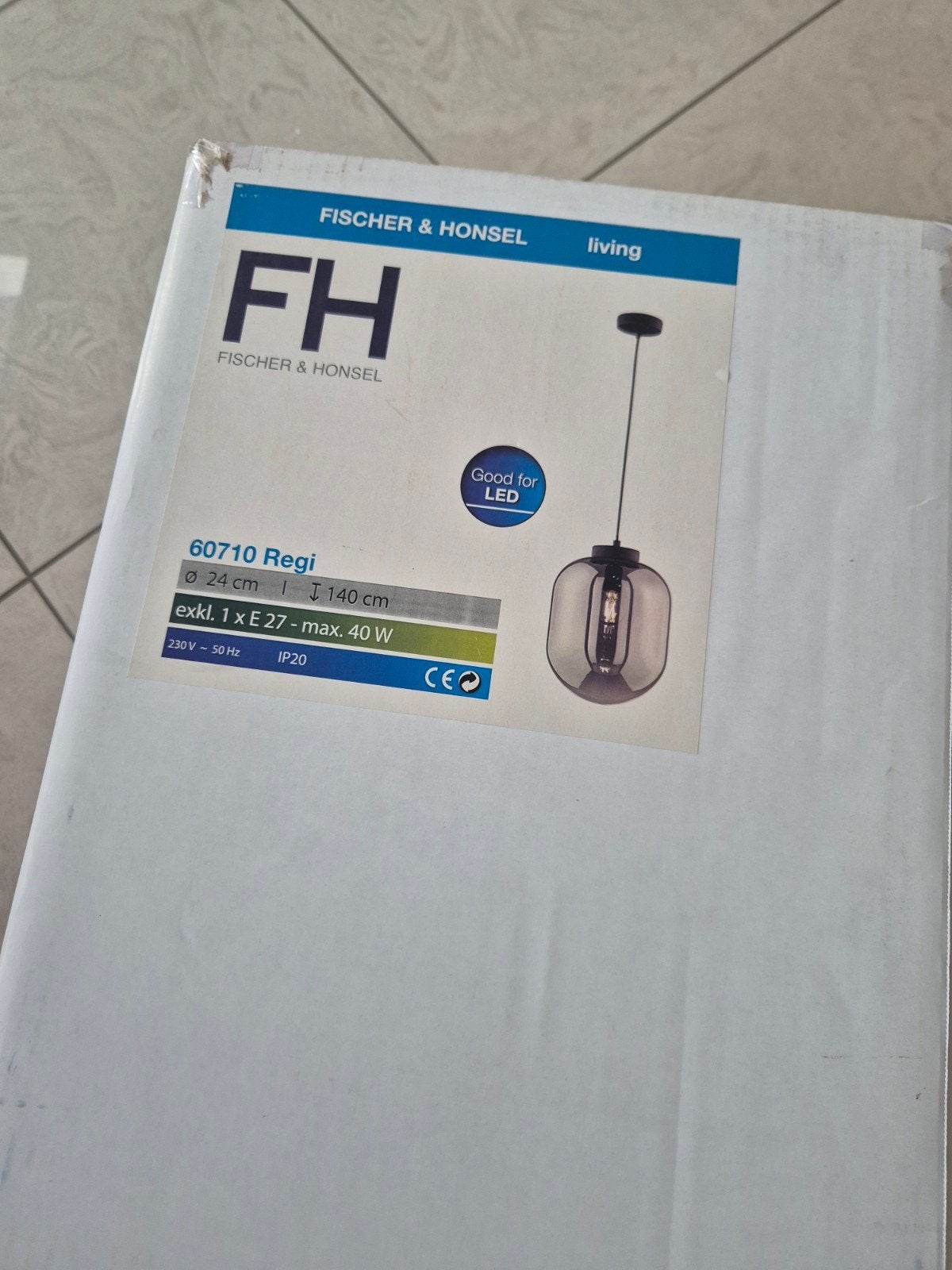 Fischer & Honsel G0710 Regi Hanglamp - Nieuw in doos, Ophalen, Nieuw, E27 (groot), Glas