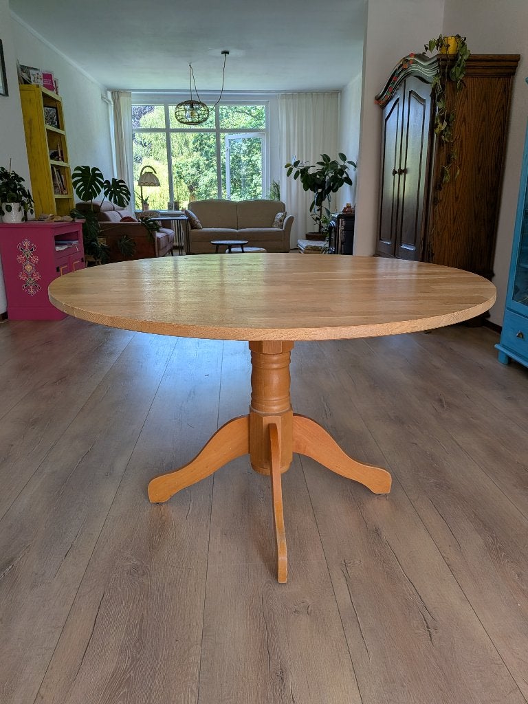 Ronde eettafel ø 120cm, Huis en Inrichting, Tafels | Eettafels, Ophalen, Gebruikt, Rond, Vier personen