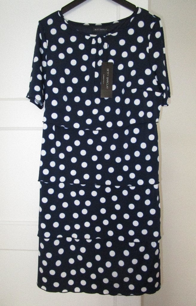 Betty Barclay gestippeld polkadot recht met laagjes mt 44, Blauw, Maat 42/44 (L), Betty Barclay, Nieuw
