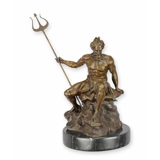 Beeld Neptunus van brons 28,3x21,5x14,8, Verzenden