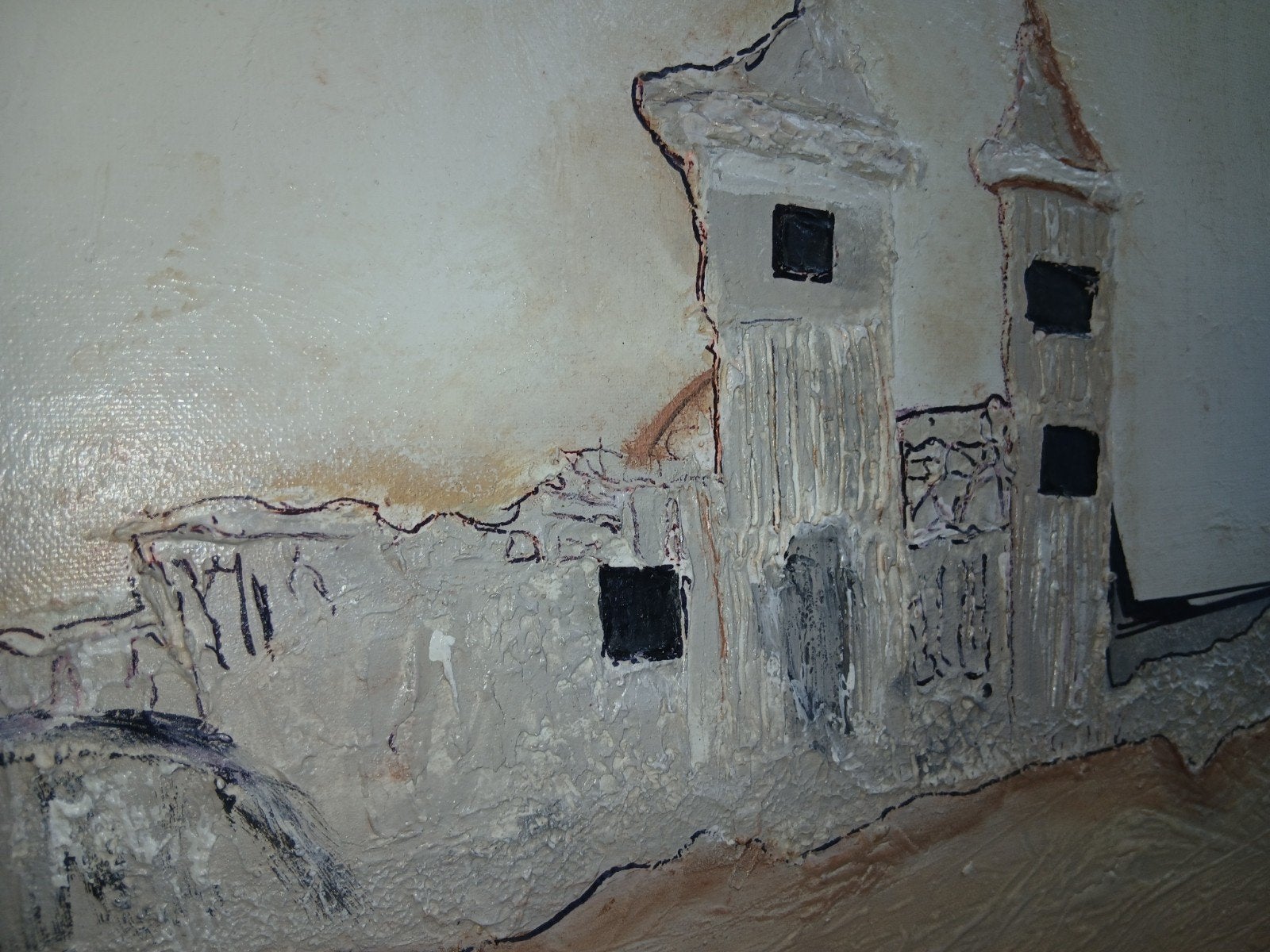 Hadgemaakt schilderij met structuur 55x75 cm, Antiek en Kunst, Kunst | Schilderijen | Abstract, Ophalen of Verzenden