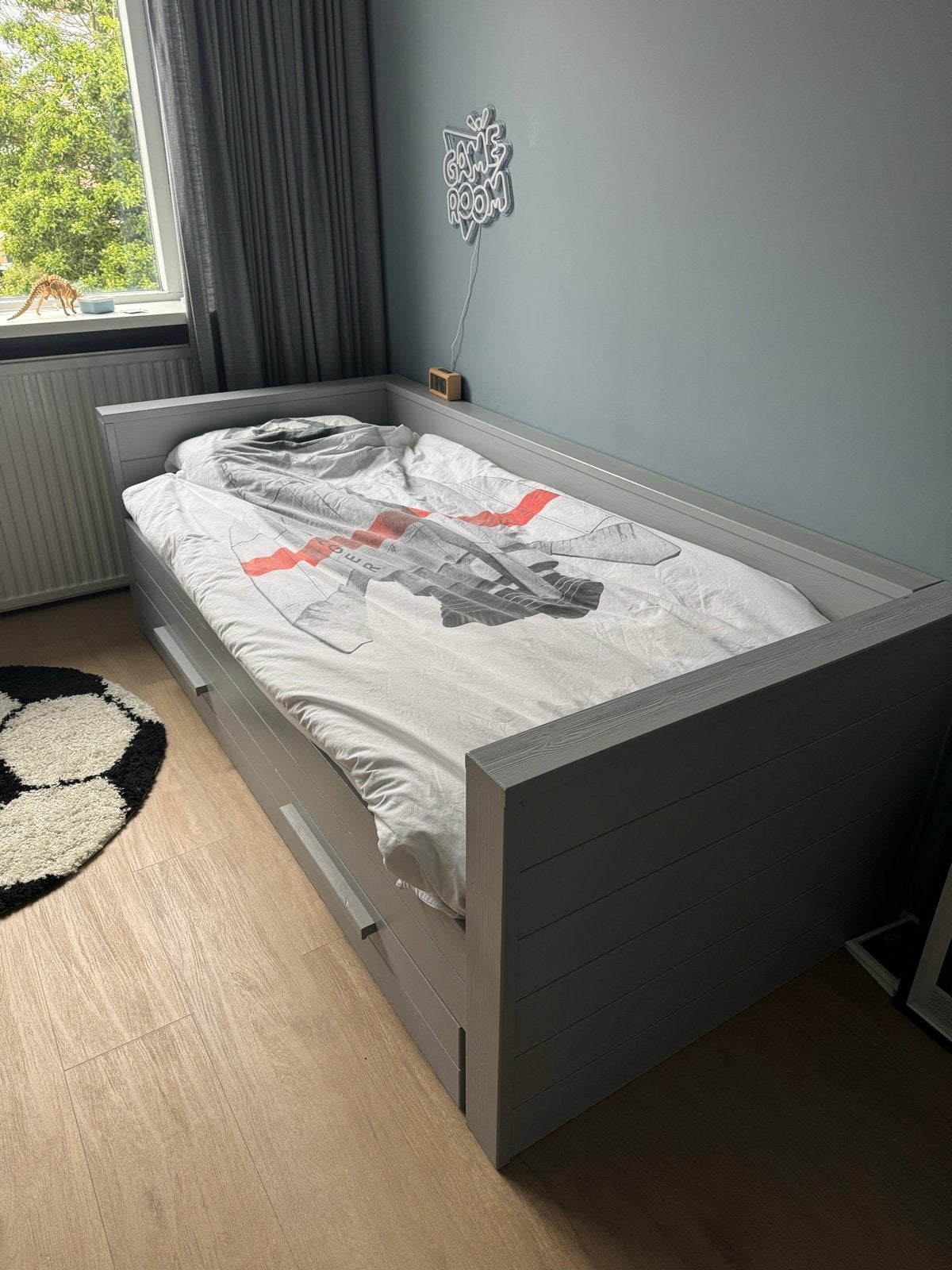 Woood Dennis bed met uitschuif-logeerbed, Ophalen, Gebruikt, 90 cm, Eenpersoons