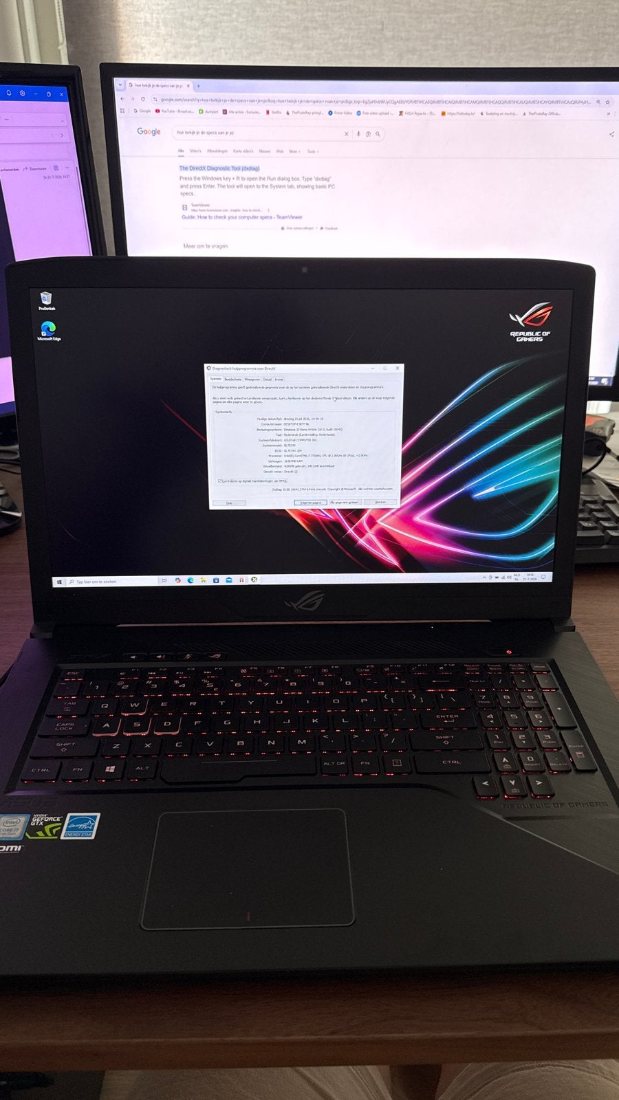 ASUS ROG Gaming Laptop - Intel i7, GTX 1050, 16GB RAM, Computers en Software, Windows Laptops, Ophalen, Gebruikt, Met videokaart