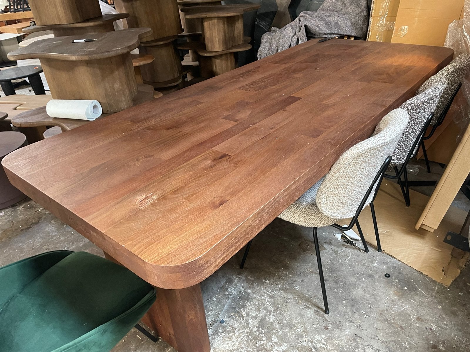 Massief Mangohouten Eettafel 240x100 - Dik Blad, Ophalen, 100 tot 150 cm, Vijf personen of meer, Rechthoekig