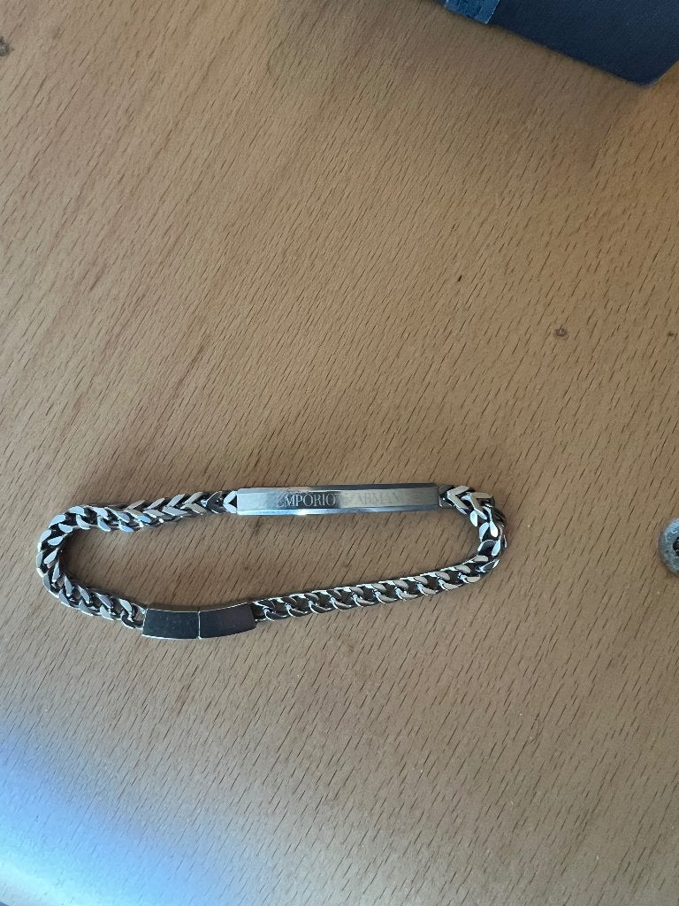 Emporio Armani Bracelet, Sieraden, Tassen en Uiterlijk, Armbanden, Ophalen, Zo goed als nieuw, Zilver, Staal