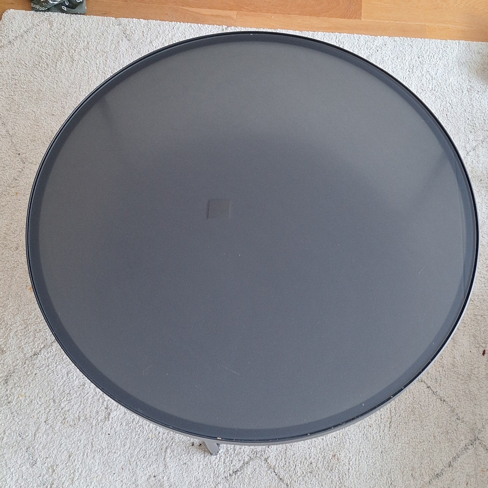 Ronde salontafel met glazen blad - Ø 88 cm, Huis en Inrichting, Ophalen, Gebruikt, 50 tot 100 cm, Rond