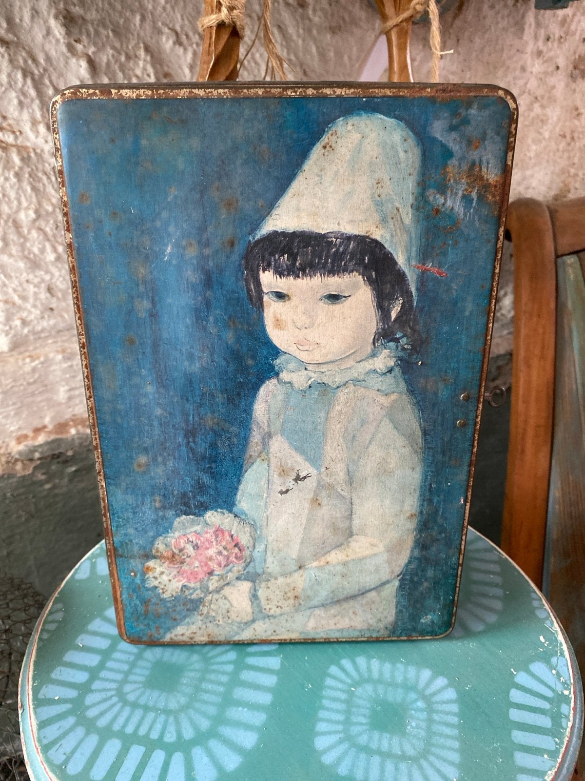 Vintage DBF België Blikken Doos met Meisjesafbeelding, Ophalen of Verzenden