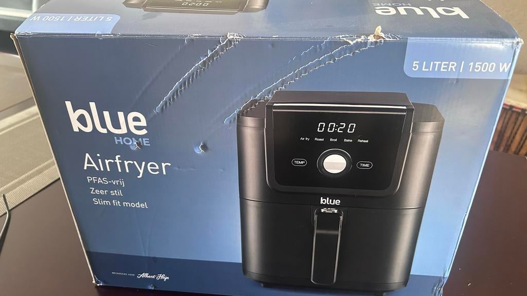 Blue Home Airfryer 5L - PFAS-vrij & Stil, Ophalen, Nieuw, Airfryer, 1500 gram of meer