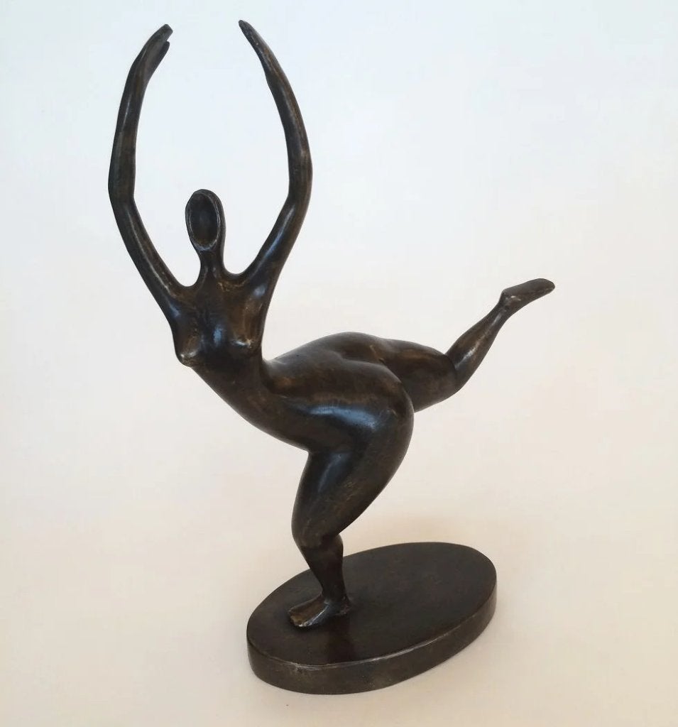 Wij gaan stoppen    Bronzen Beeldje - Yoga Vrouw, Verzenden, Brons