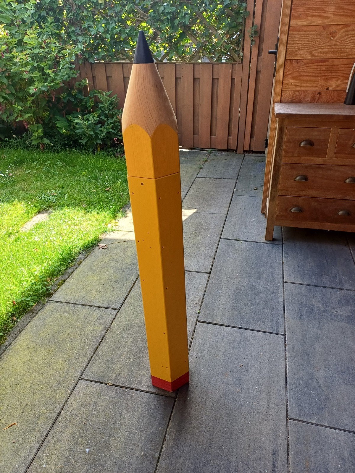 Grote decoratieve potlood - unieke blikvanger, Ophalen, Hout, Gebruikt, Meerkleurig