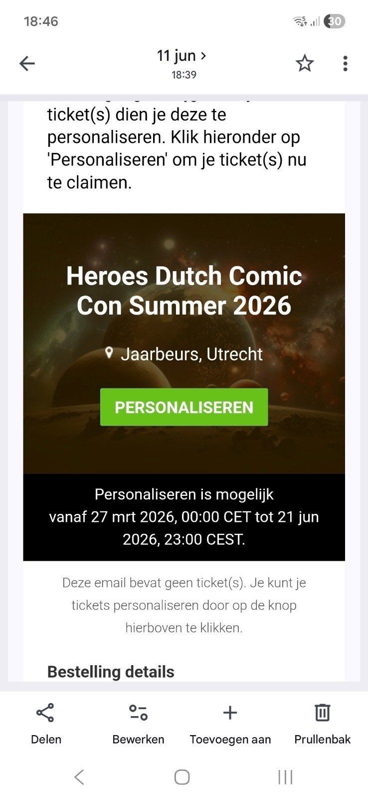 VERKOCHT! Kaartje Comic Con zaterdag 20 juni, Eén persoon, Overige soorten