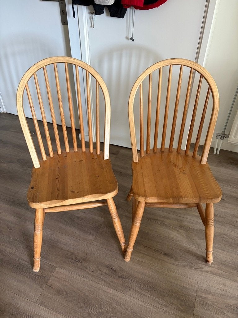 Houten stoelen Windsor style, Ophalen, Twee, Bruin, Hout