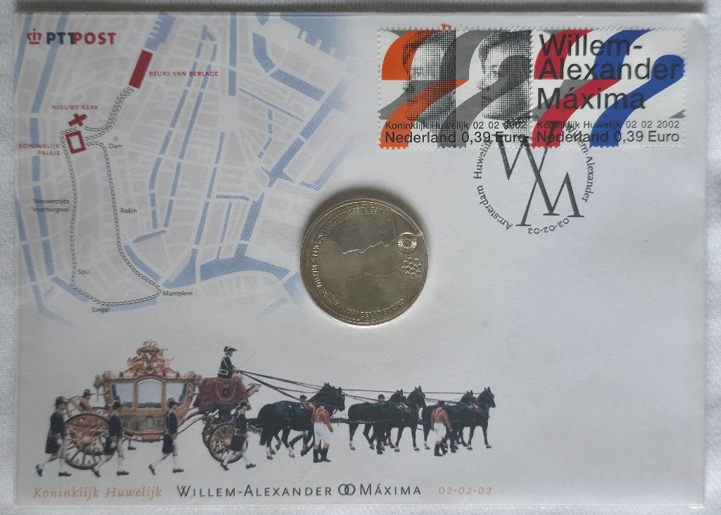 Nederland €10 – Huwelijksmunt – Eerste Dag Envelop – Zilver, Setje, Koningin Beatrix, Euro's, Ophalen of Verzenden