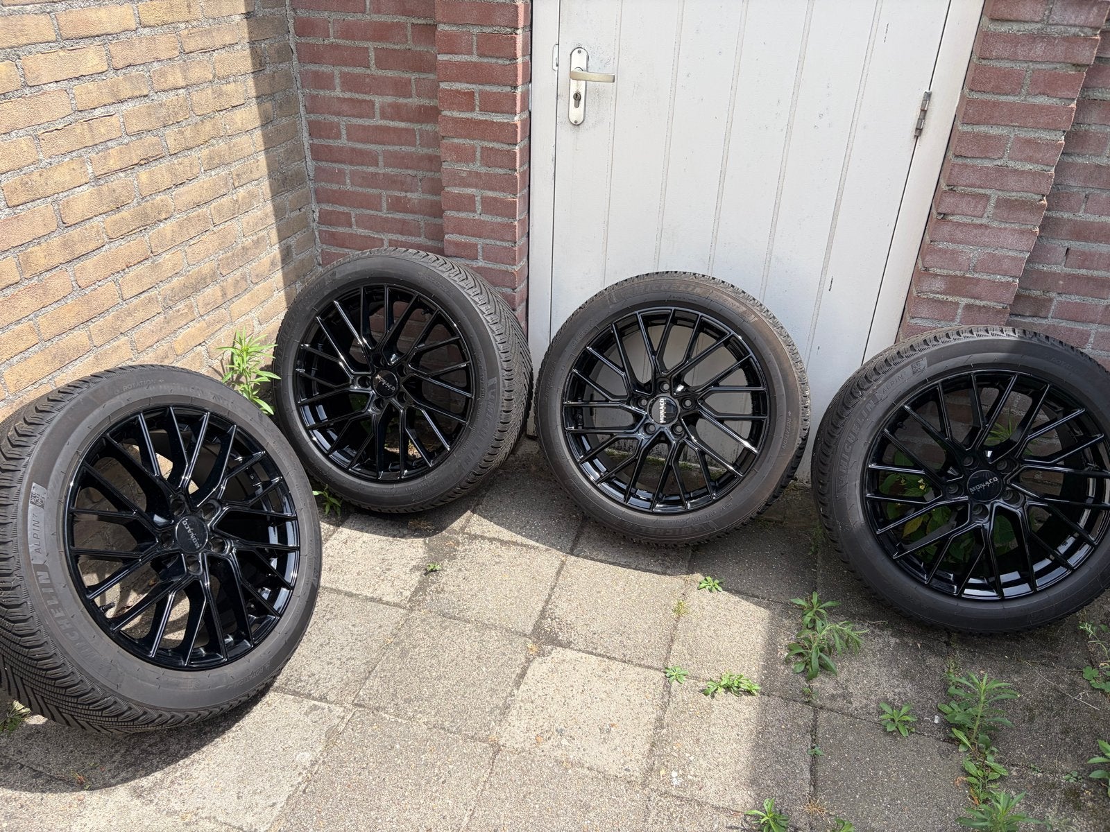 Monaco Velgen met Michelin Alpin 7 Winterbanden 225/50 R18, Ophalen, 18 inch, Gebruikt, Banden en Velgen