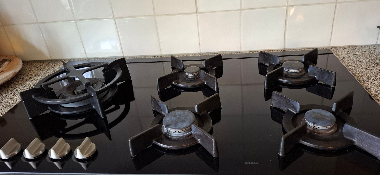 ATAG 90 cm gaskookplaat met wokbrander, Ophalen, Inbouw, Gas, 5 kookzones of meer