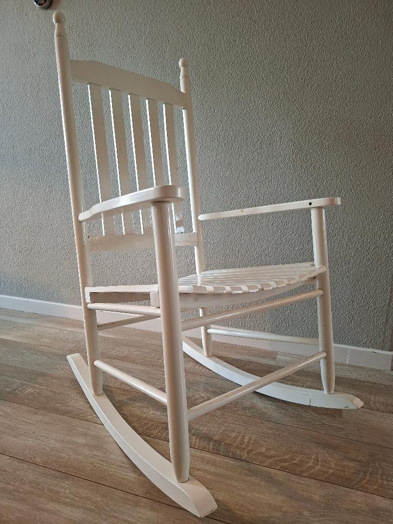 Schommelstoel, Huis en Inrichting, Stoelen, Ophalen, Wit, Zo goed als nieuw, Eén