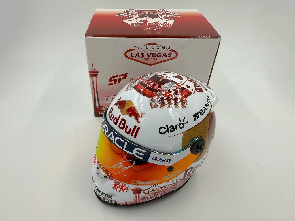 1/2 casque helmet F1 Perez 2023 Las Vegas GP Red Bull signed, Ophalen of Verzenden, Formule 1