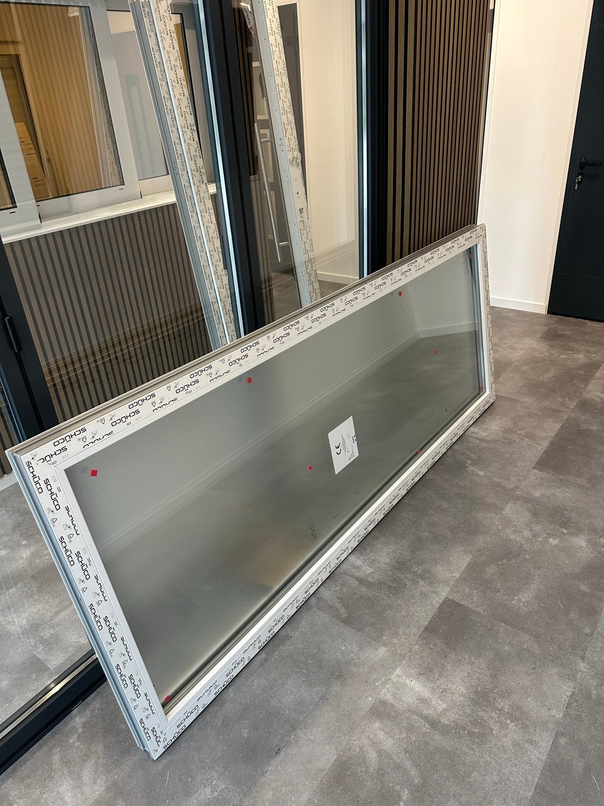 Schüco kunststof raam met melkglas 96x243 cm, Ophalen, Gevelraam of Ruit, Gebruikt, 80 tot 120 cm