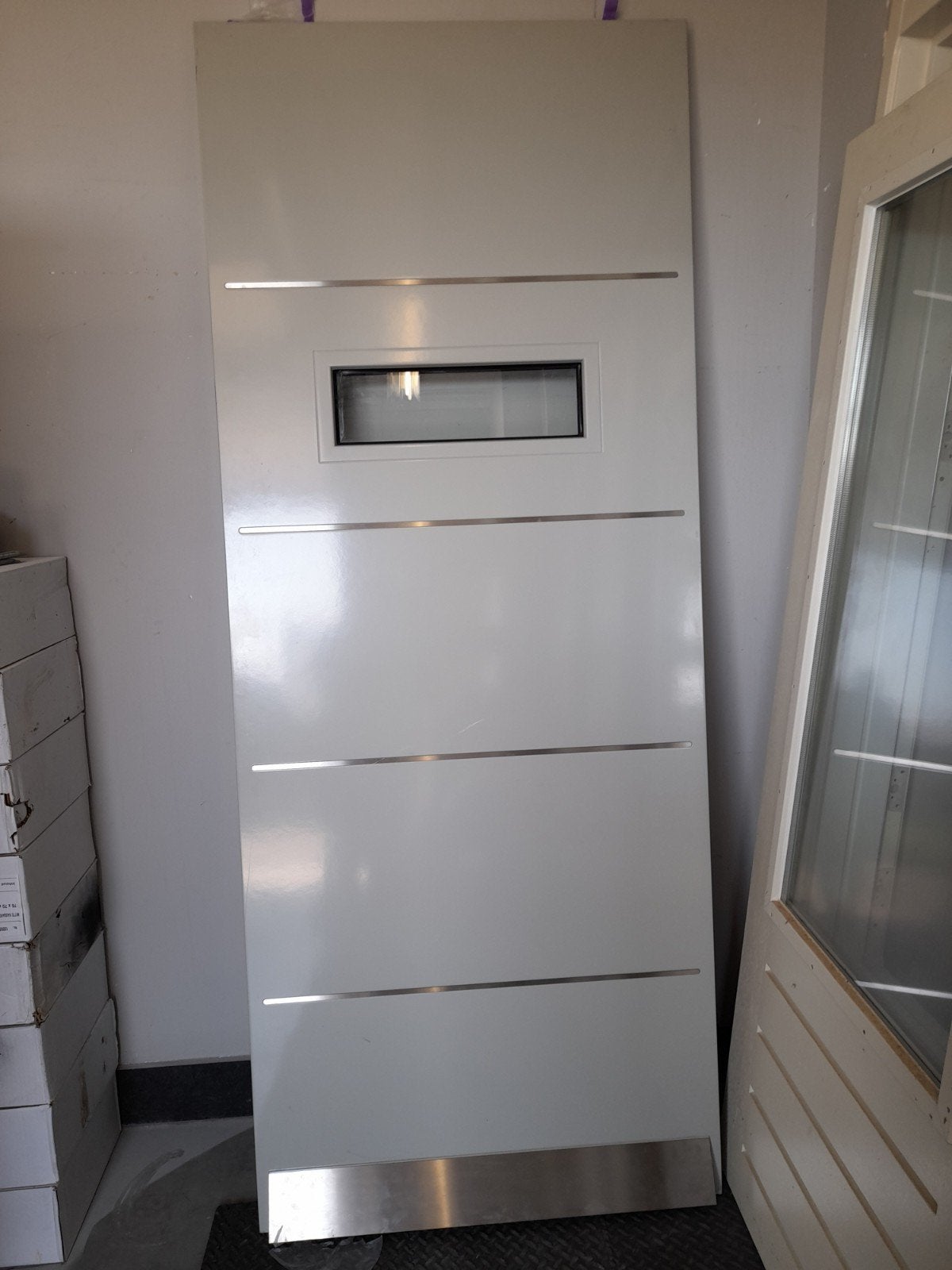 Moderne buitendeur / voordeur met glas, 231x93 cm, 40 mm dik, Ophalen, Gebruikt, 80 tot 100 cm, 215 cm of meer
