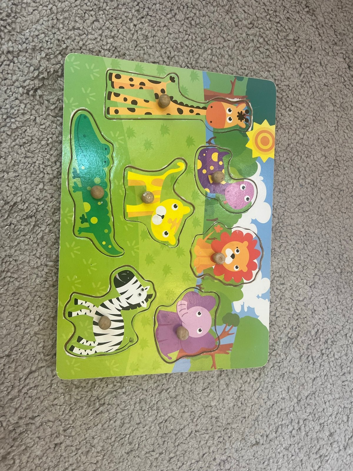 Houten Dieren Puzzel voor Kinderen - Safari Thema, Ophalen of Verzenden, Gebruikt, Overige typen