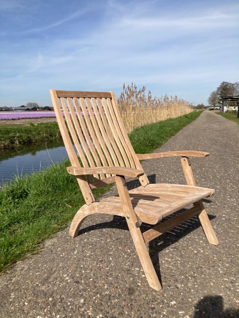 Klassieke Engelse Gloster Garden Lounge Chair, Ophalen, Zo goed als nieuw, Verstelbaar