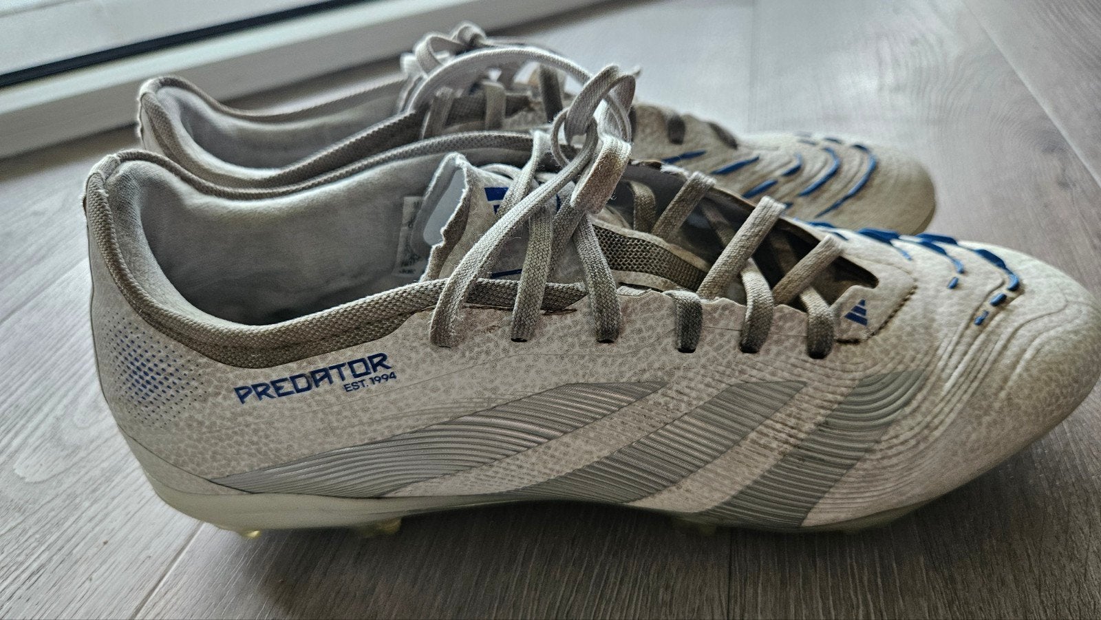 Adidas Predator Pro FG voetbalschoenen wit/zilver/blauw, Ophalen of Verzenden, Gebruikt, Schoenen