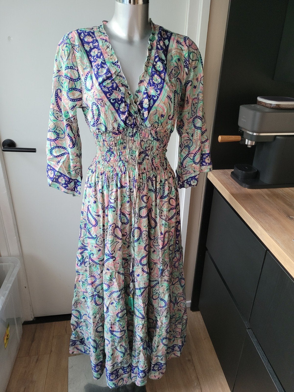 Nieuwe super gave Ibiza jurk 100% zijde maat L, Blauw, Maat 42/44 (L), Nieuw, Ibiza jurk