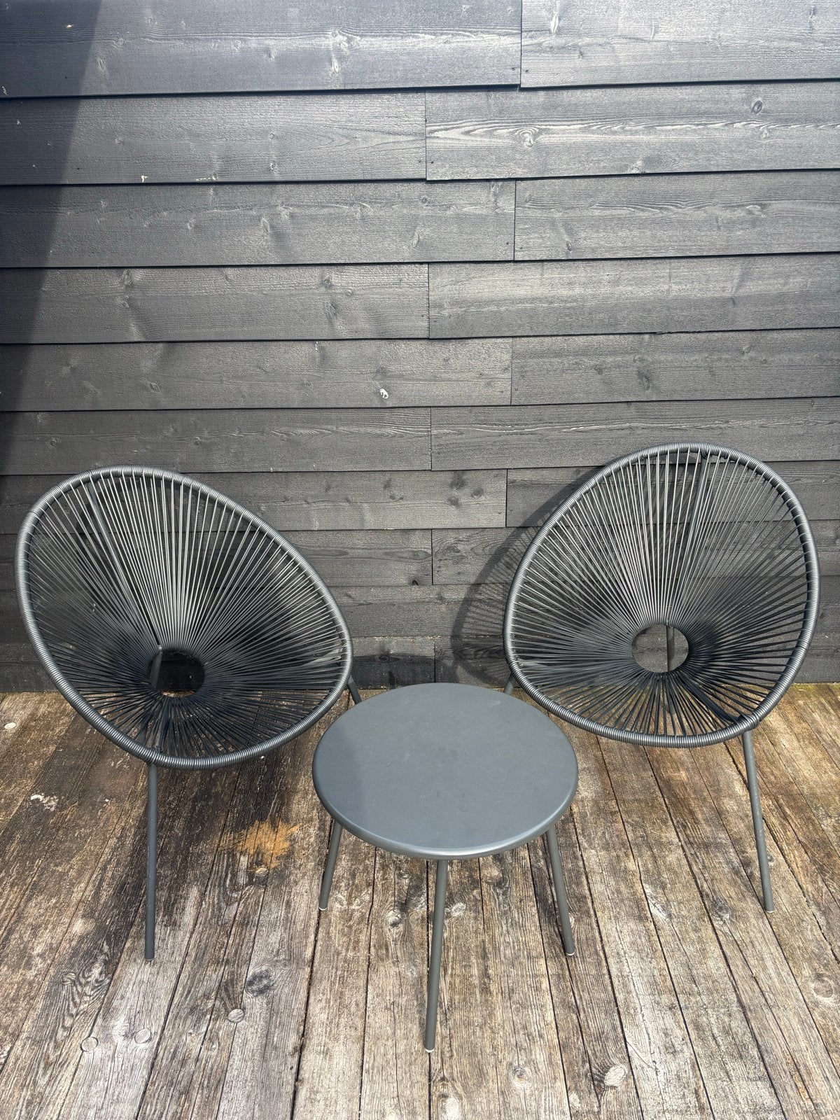 Draad/lounge stoel Formentera 2 st. met tafel antraciet, Tuin en Terras, Tuinstoelen, Ophalen, Gebruikt, Aluminium