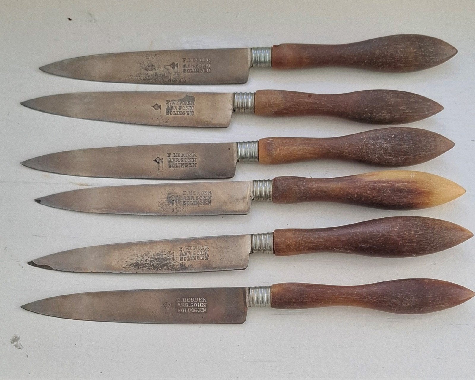 Antieke Herder Solingen Messen Set - 6 Stuks, Antiek en Kunst, Ophalen of Verzenden