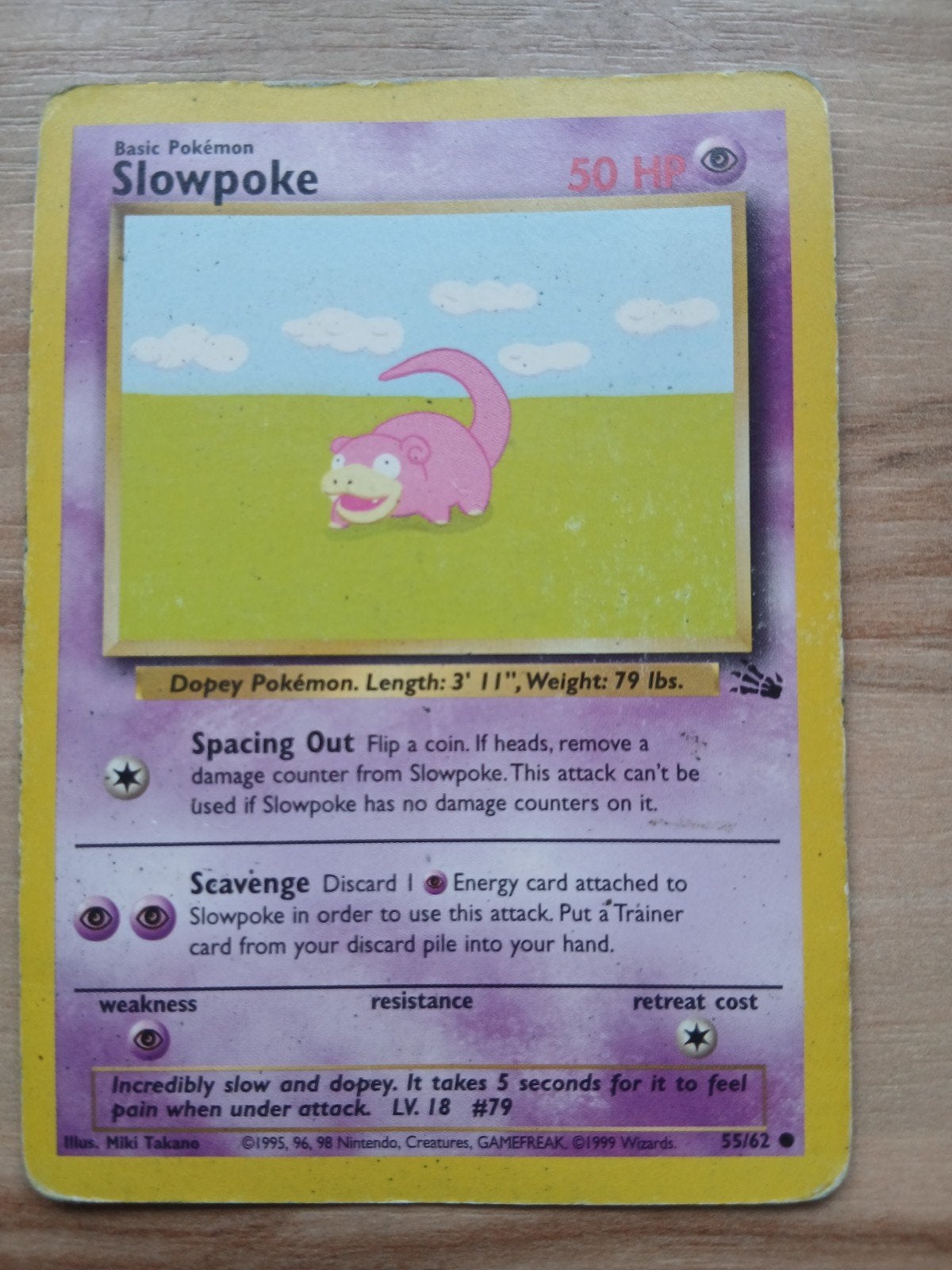 Pokémon Kaart: Slowpoke (55/62) - Base Set, Ophalen of Verzenden, Gebruikt, Losse kaart