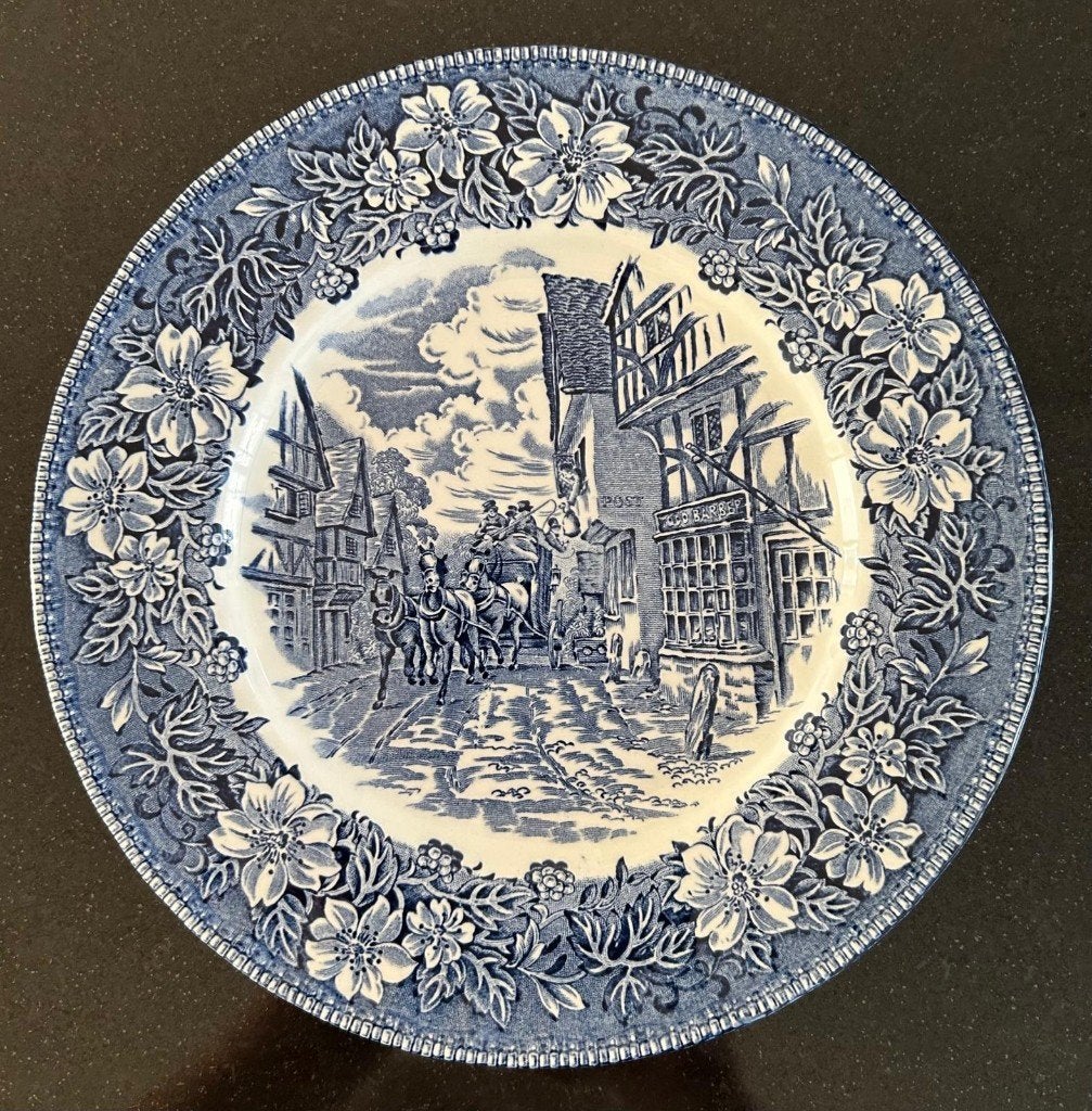 Antiek Royal Tudor Ware 'Coaching Taverns 1828' Bord, Ophalen of Verzenden