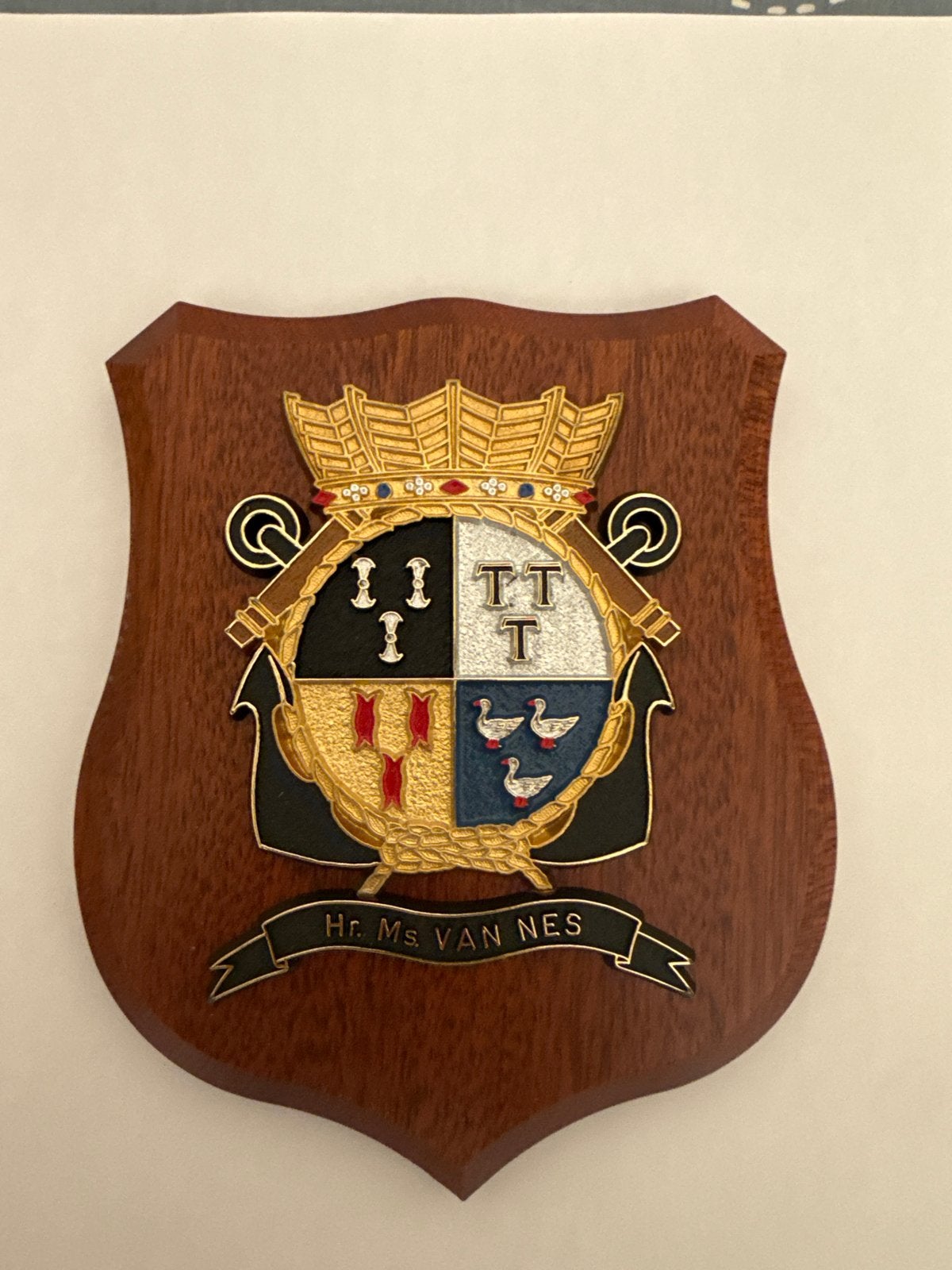 Wapenschild Hr. Ms. Van Nes - Marine Memorabilia, Ophalen of Verzenden, Gebruikt