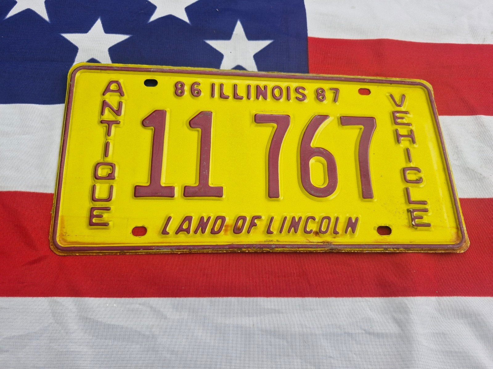 Kentekenplaat Illinois USA Antique Vehicle nummerbord Licens, Ophalen of Verzenden, Gebruikt, Auto's