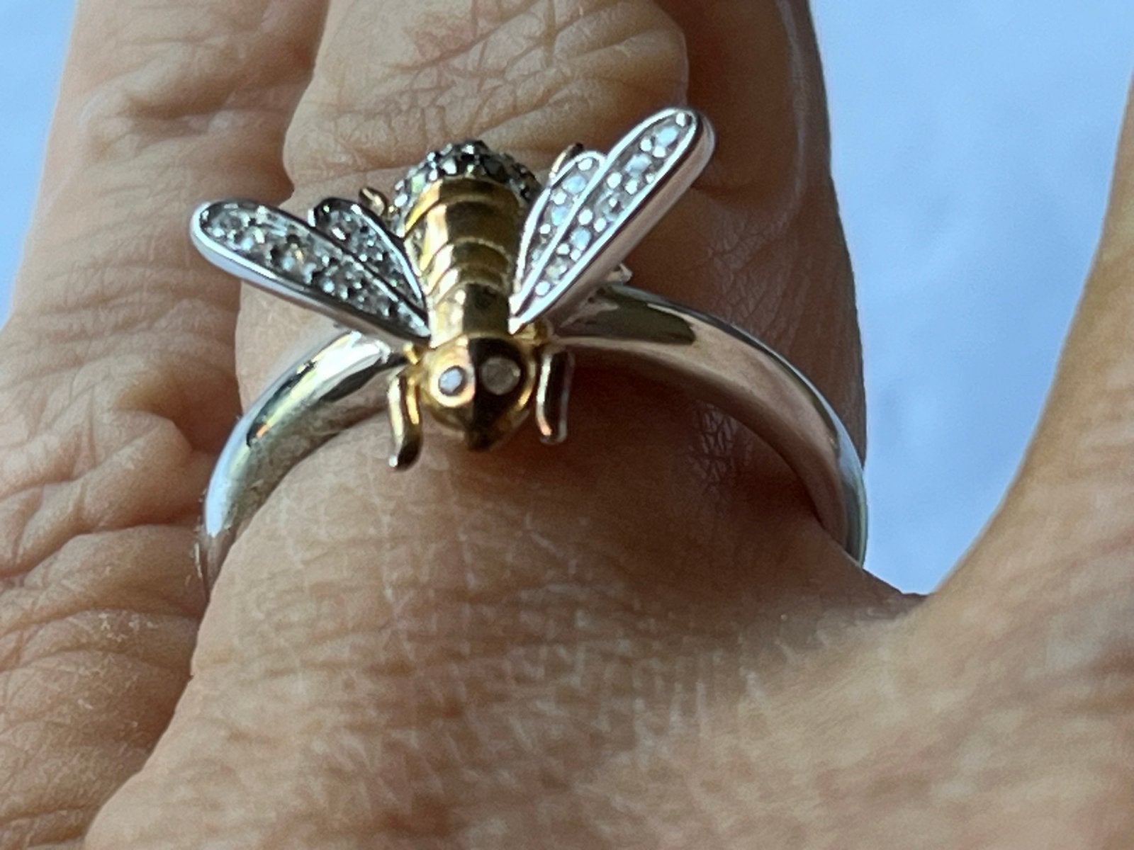 Zilveren Vlieg Ring met Saffier, Sieraden, Tassen en Uiterlijk, Ringen, Verzenden, Zo goed als nieuw, 17 tot 18, Met edelsteen