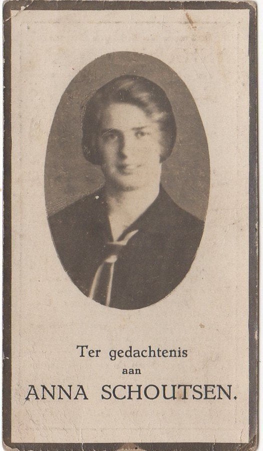 Anna Schoutsen 1908 Zwaag + 1930 Andijk, 21 jaar oud, Ophalen of Verzenden