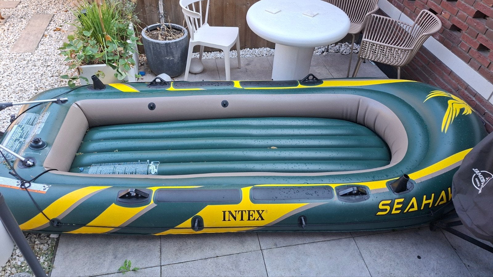 Intex Seahawk 4 rubberboot met motor mount en peddels, Ophalen, Zo goed als nieuw